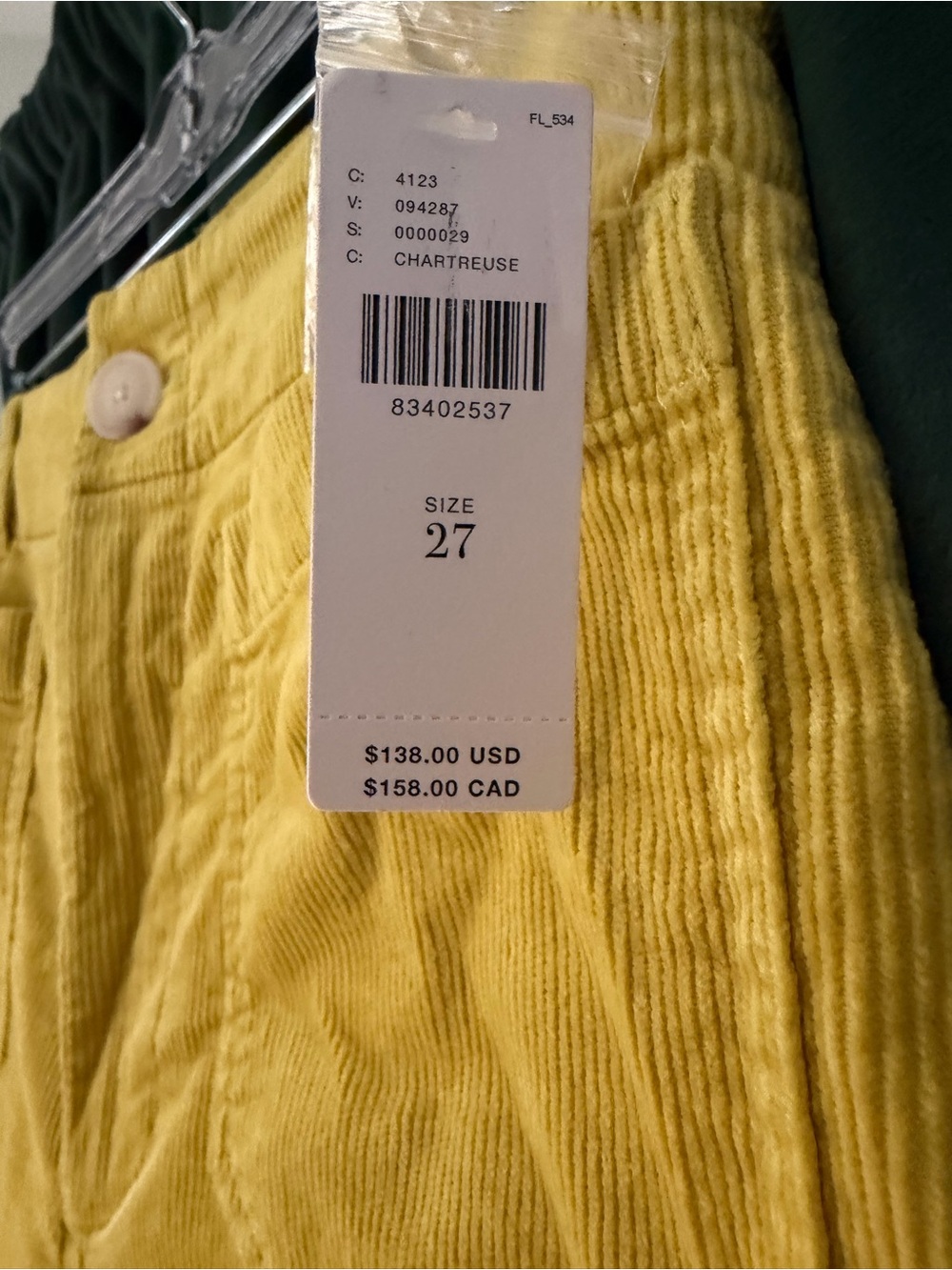 Anthropologie Maeve Collette Mustard Yellow Corduroy Wide-Leg Cropped Pants - Picture 2 of 4